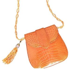 Lana Marks Exotic Alligator Leather Orange Purse